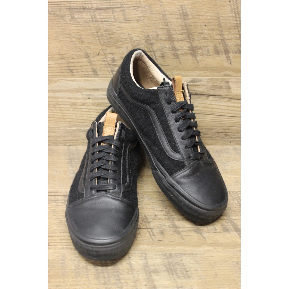Vans Old‎ Skool Reissue CA Black Leather Wool Unisex Sneakers Size 8.5 / 10